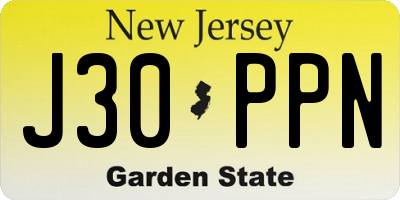 NJ license plate J30PPN