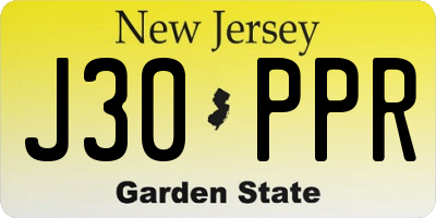 NJ license plate J30PPR