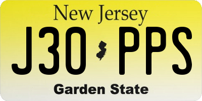 NJ license plate J30PPS