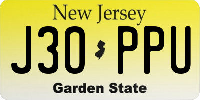 NJ license plate J30PPU