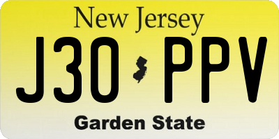 NJ license plate J30PPV