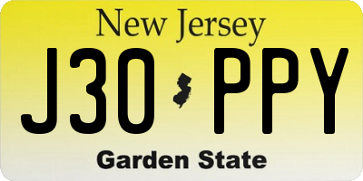 NJ license plate J30PPY