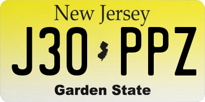 NJ license plate J30PPZ