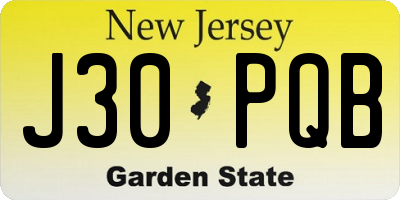 NJ license plate J30PQB