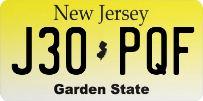NJ license plate J30PQF