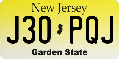 NJ license plate J30PQJ