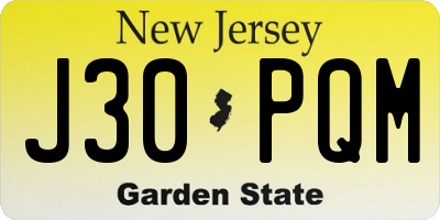 NJ license plate J30PQM