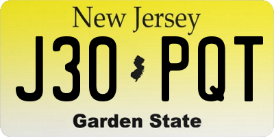 NJ license plate J30PQT