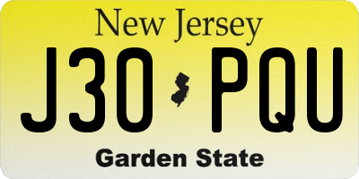 NJ license plate J30PQU