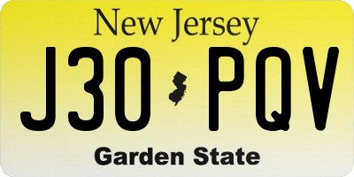 NJ license plate J30PQV