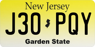 NJ license plate J30PQY