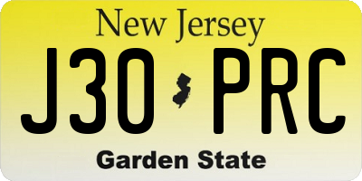 NJ license plate J30PRC