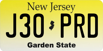 NJ license plate J30PRD