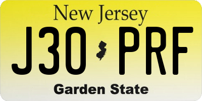 NJ license plate J30PRF