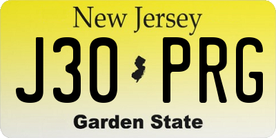 NJ license plate J30PRG