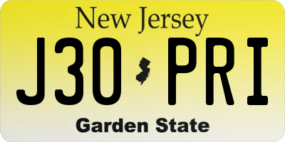 NJ license plate J30PRI