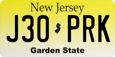 NJ license plate J30PRK