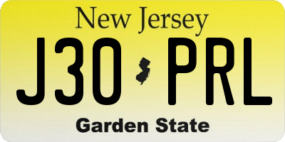 NJ license plate J30PRL