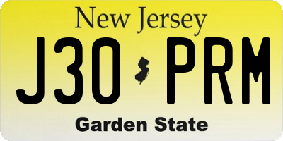 NJ license plate J30PRM