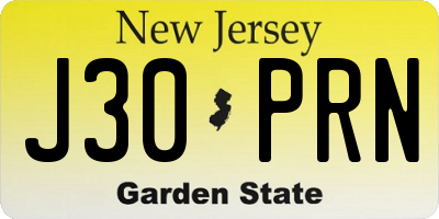 NJ license plate J30PRN