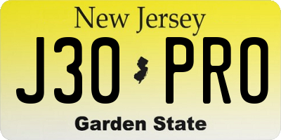 NJ license plate J30PRO