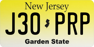 NJ license plate J30PRP