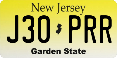 NJ license plate J30PRR