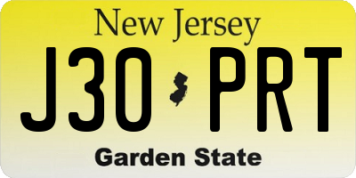 NJ license plate J30PRT