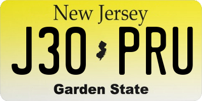 NJ license plate J30PRU