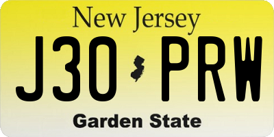 NJ license plate J30PRW