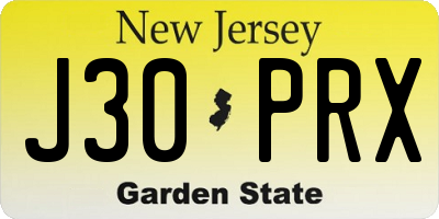 NJ license plate J30PRX