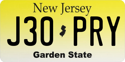NJ license plate J30PRY