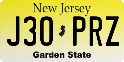 NJ license plate J30PRZ