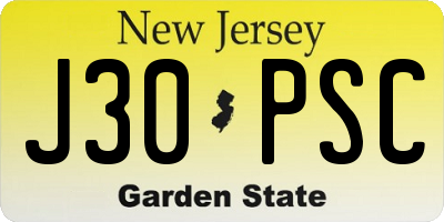 NJ license plate J30PSC