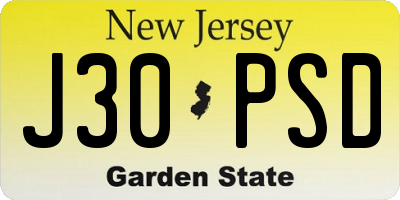 NJ license plate J30PSD