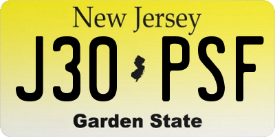 NJ license plate J30PSF