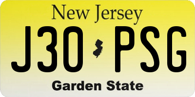 NJ license plate J30PSG