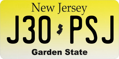 NJ license plate J30PSJ