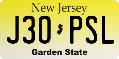 NJ license plate J30PSL