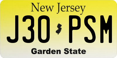 NJ license plate J30PSM