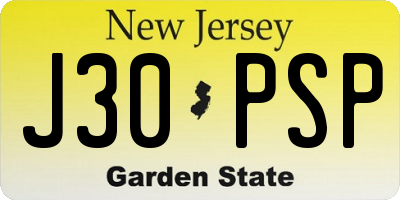 NJ license plate J30PSP