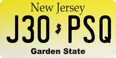 NJ license plate J30PSQ