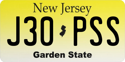 NJ license plate J30PSS