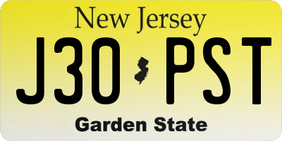 NJ license plate J30PST