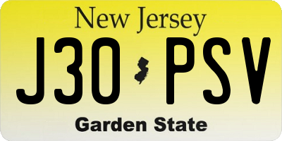 NJ license plate J30PSV