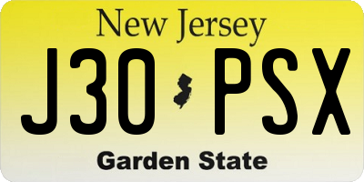 NJ license plate J30PSX