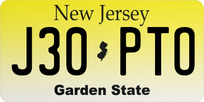 NJ license plate J30PTO