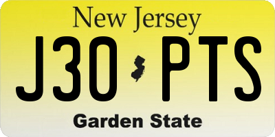 NJ license plate J30PTS