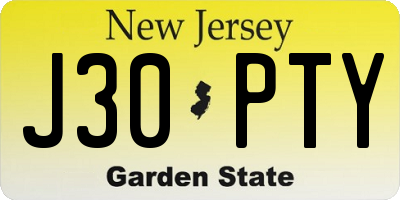NJ license plate J30PTY