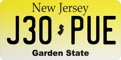 NJ license plate J30PUE